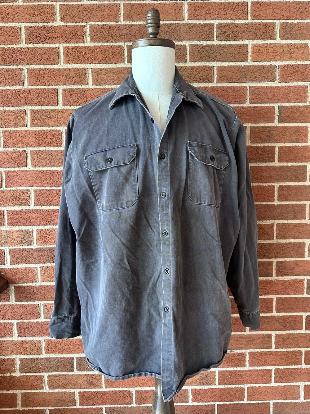 Red Kap Work Shirt Men’s XL Gray Button Front Long Sleeve